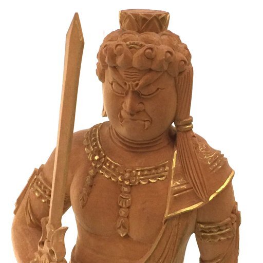 不動明王 木像 木製 金彩