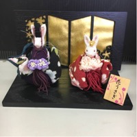 桃の節句 花うさぎ 花飾り ちりめん 人形 雛 お内裏樣